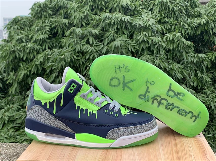 Men's Running weapon Air Jordan 3 Navy/Green Shoes 0110 Men's Running weapon Air Jordan 3 Navy/Green Shoes 0110